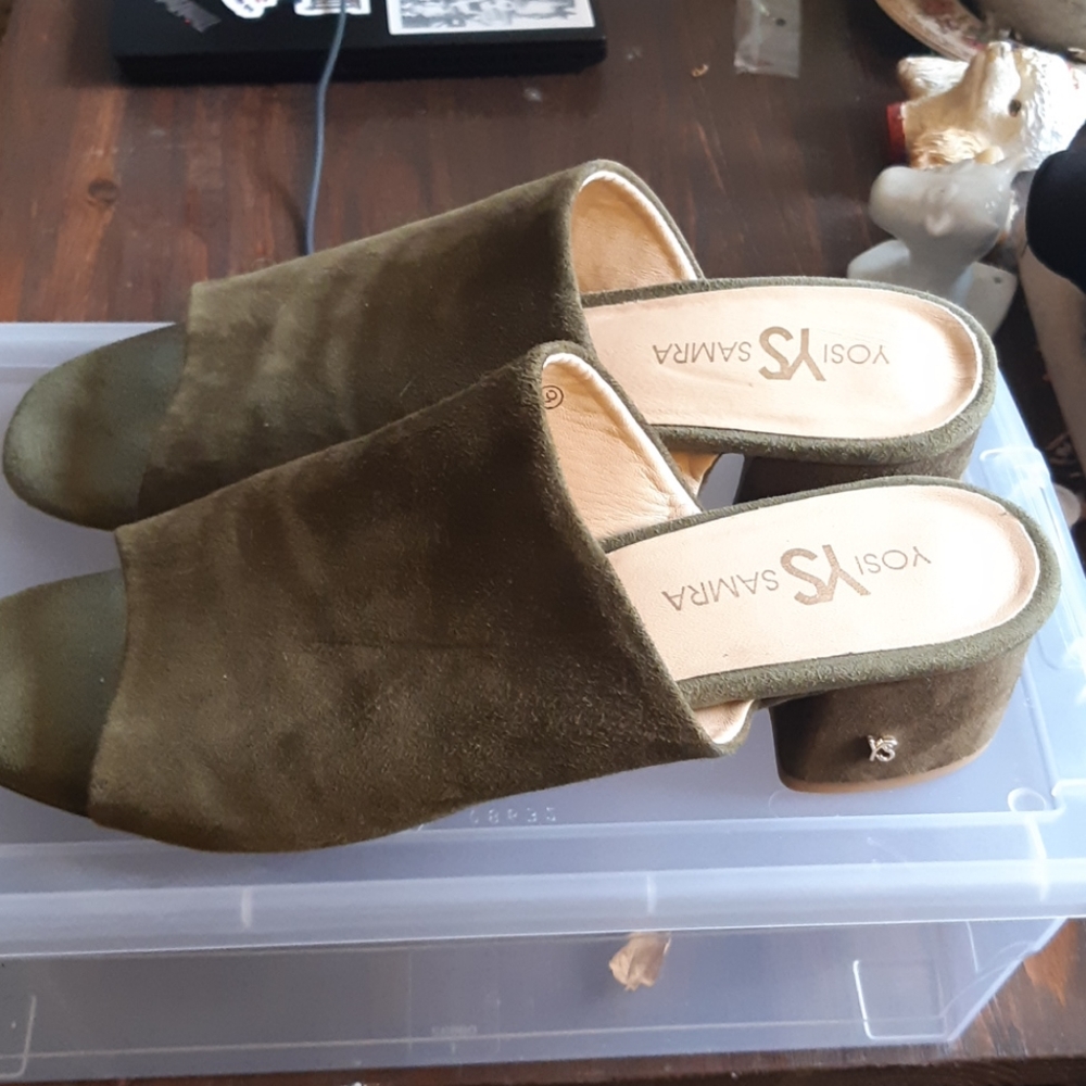 Moss Green Suede mules